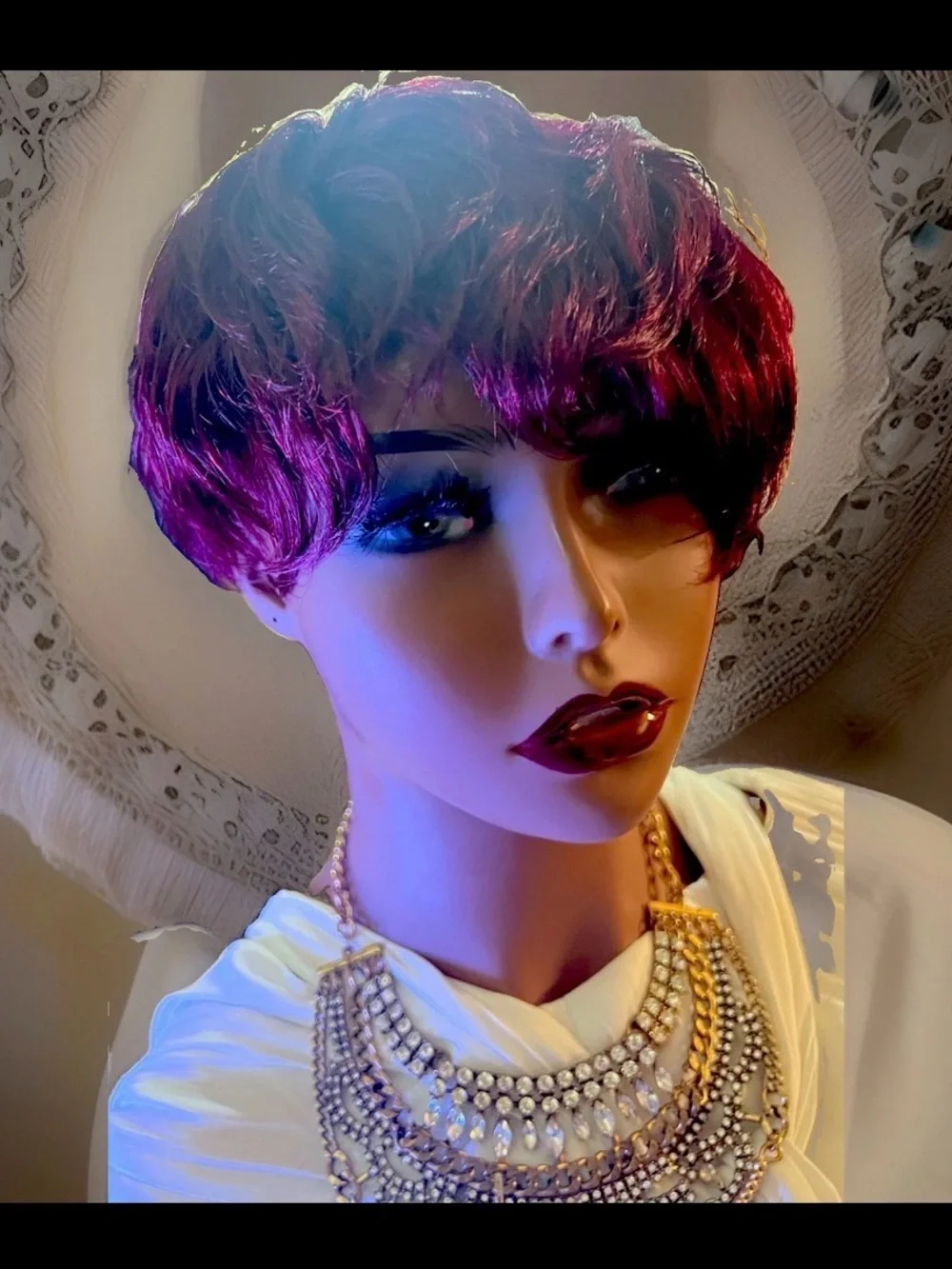 Short Pixie cut Women’s ~100%HUMAN HAIR WIG Pixie Cut by :LUVME HAIR NEW 99J